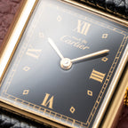 Cartier Tank Must de Vermeil Black Glossy Art Deco Dial 1990s Ref. 590005