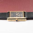 Cartier Tank Must de Vermeil Black Glossy Art Deco Dial 1990s Ref. 590005