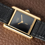 Cartier Tank Must de Vermeil Black Dial PM 1980s Model