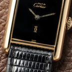 Cartier Tank Must de Vermeil Black Dial PM 1980s Model