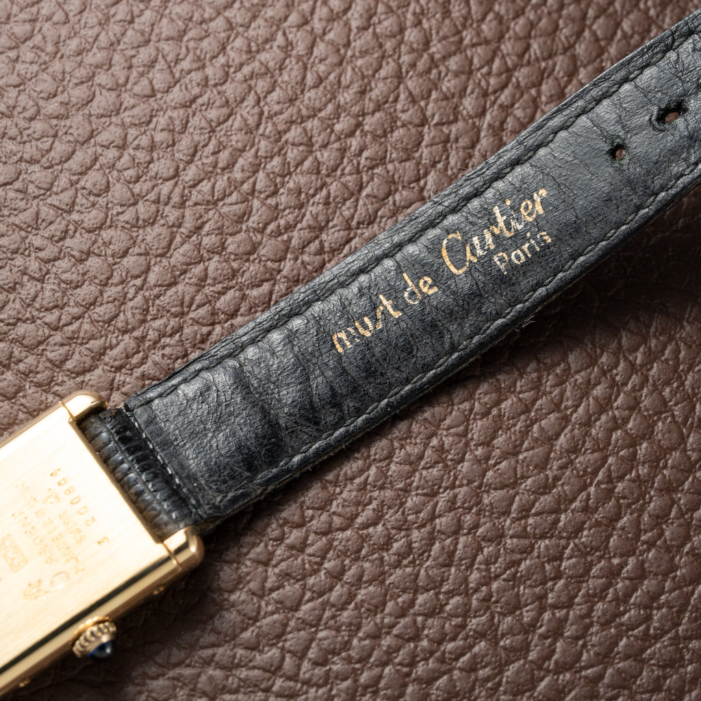 Cartier Tank Must de Vermeil Black Dial PM 1980s Model