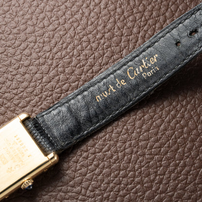 Cartier Tank Must de Vermeil Black Dial PM 1980s Model