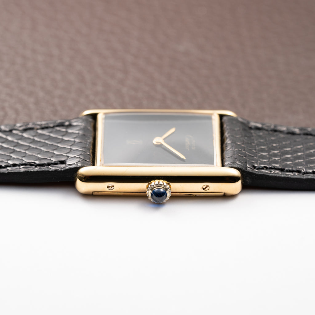 Cartier Tank Must de Black Onyx Dial Vermeil GM from 1980s