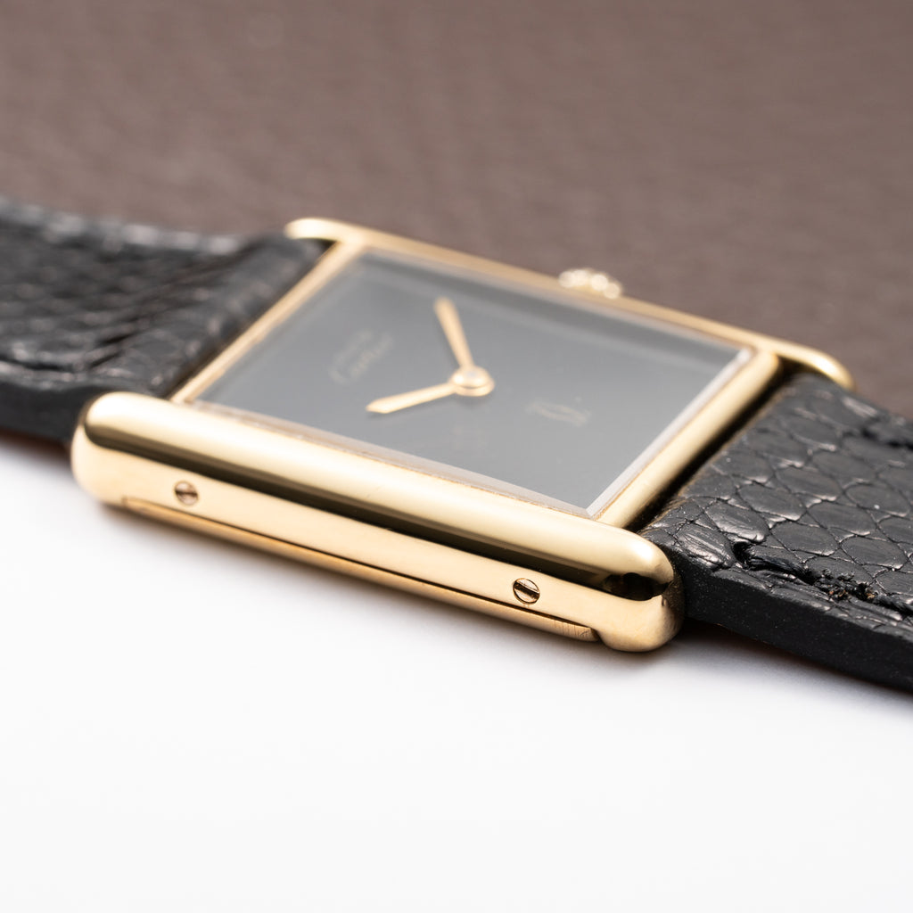 Cartier Tank Must de Black Onyx Dial Vermeil GM from 1980s