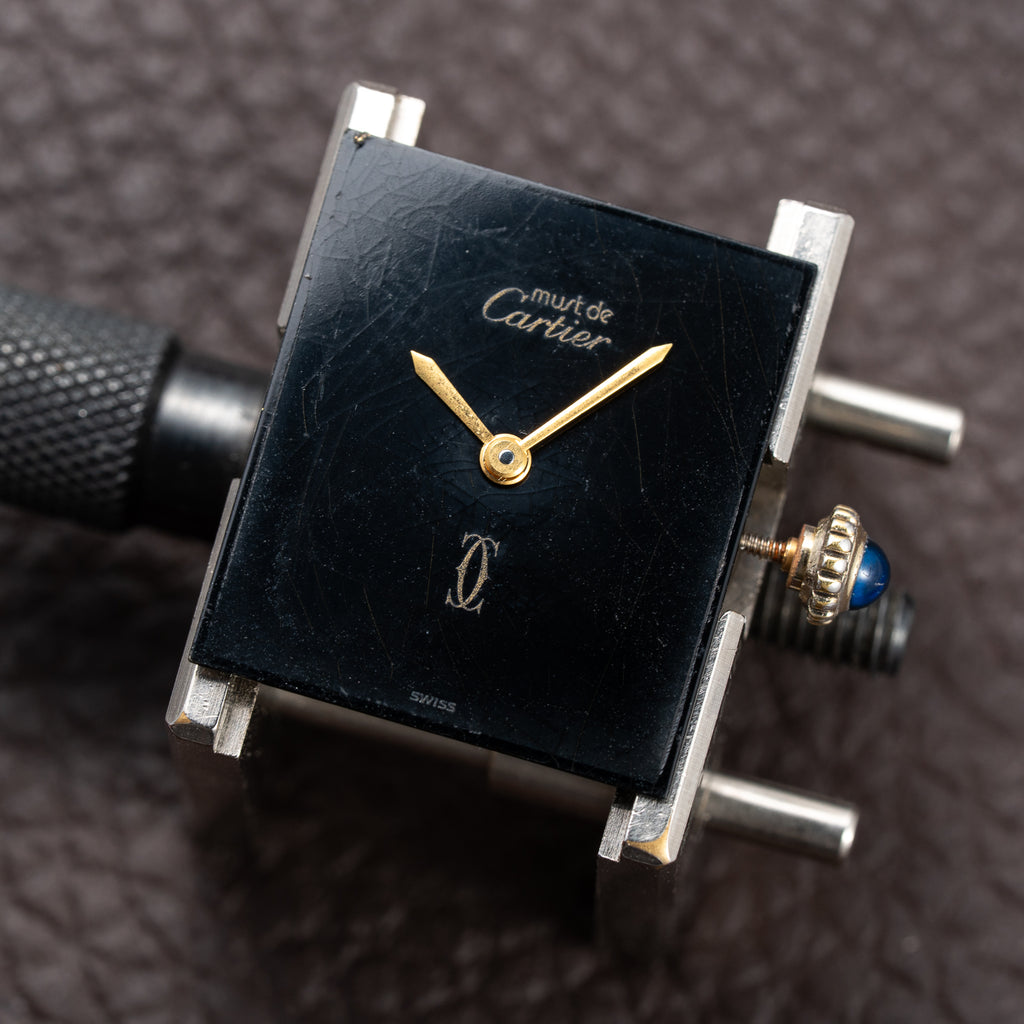 Cartier Tank Must de Black Onyx Dial Vermeil GM from 1980s