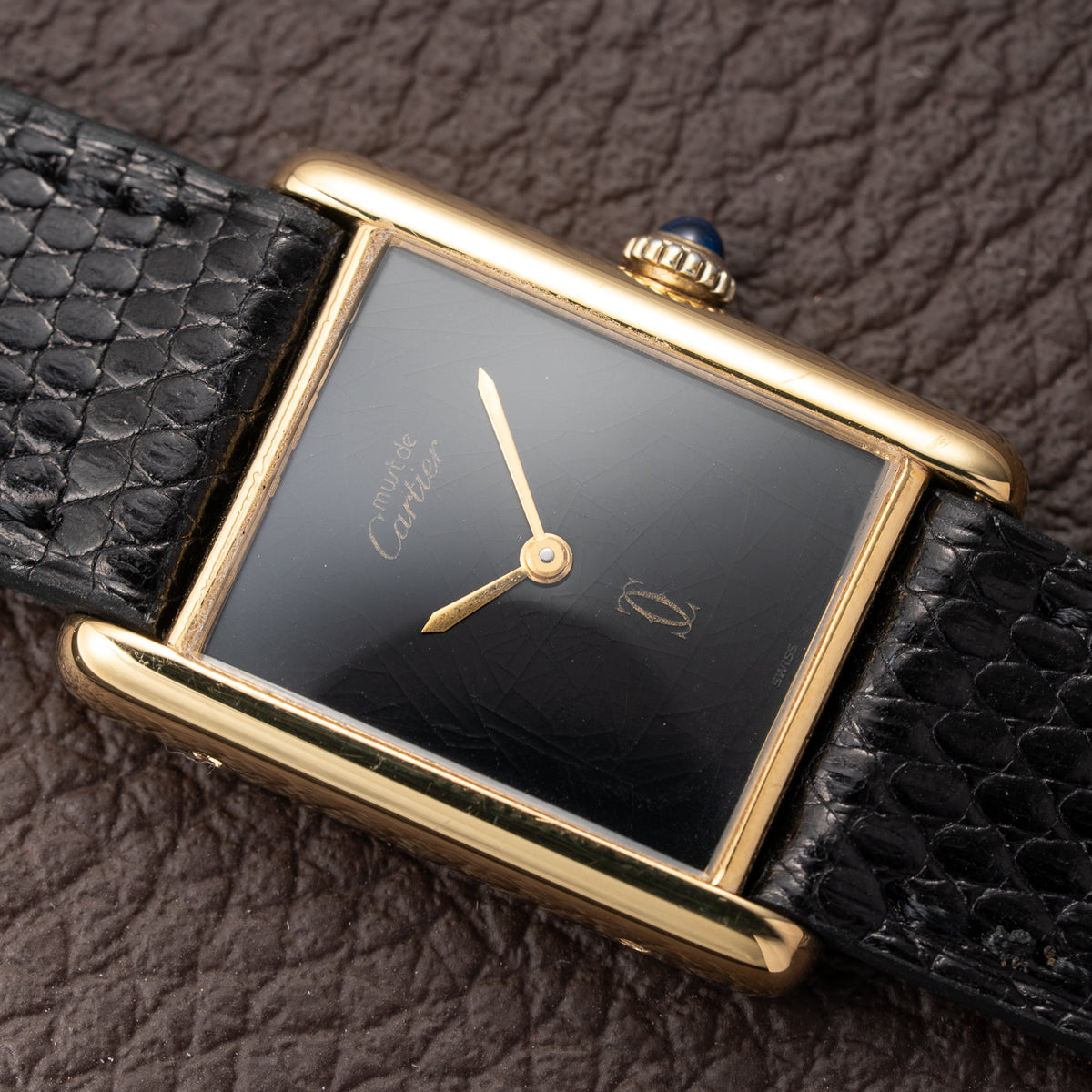 Cartier Tank Must de Black Onyx Dial Vermeil GM from 1980s