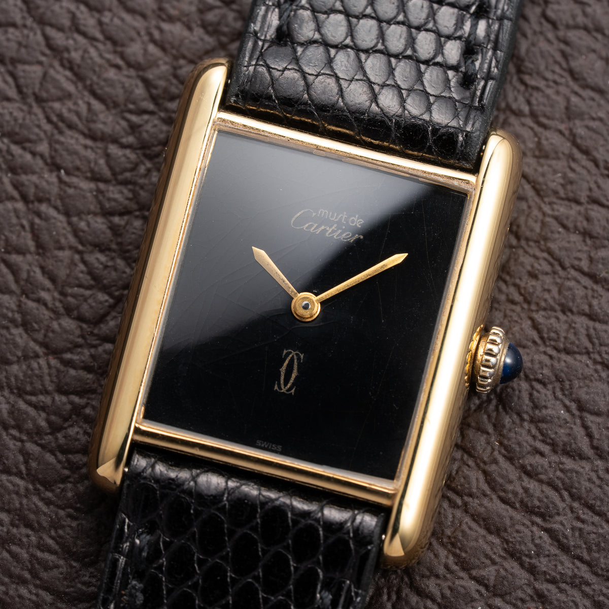 Cartier Tank Must de Black Onyx Dial Vermeil GM from 1980s