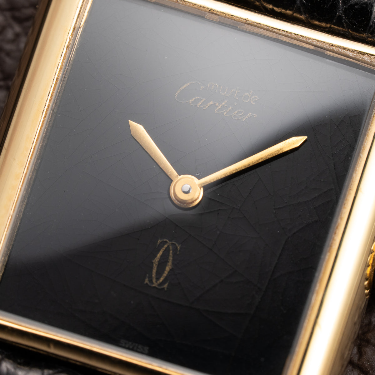 Cartier Tank Must de Black Onyx Dial Vermeil GM from 1980s
