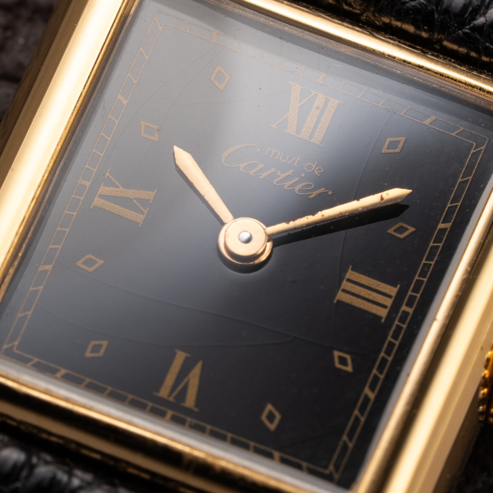 Cartier Tank Must de Art Deco Black Dial Vermeil Ref 5057001 from 1990s