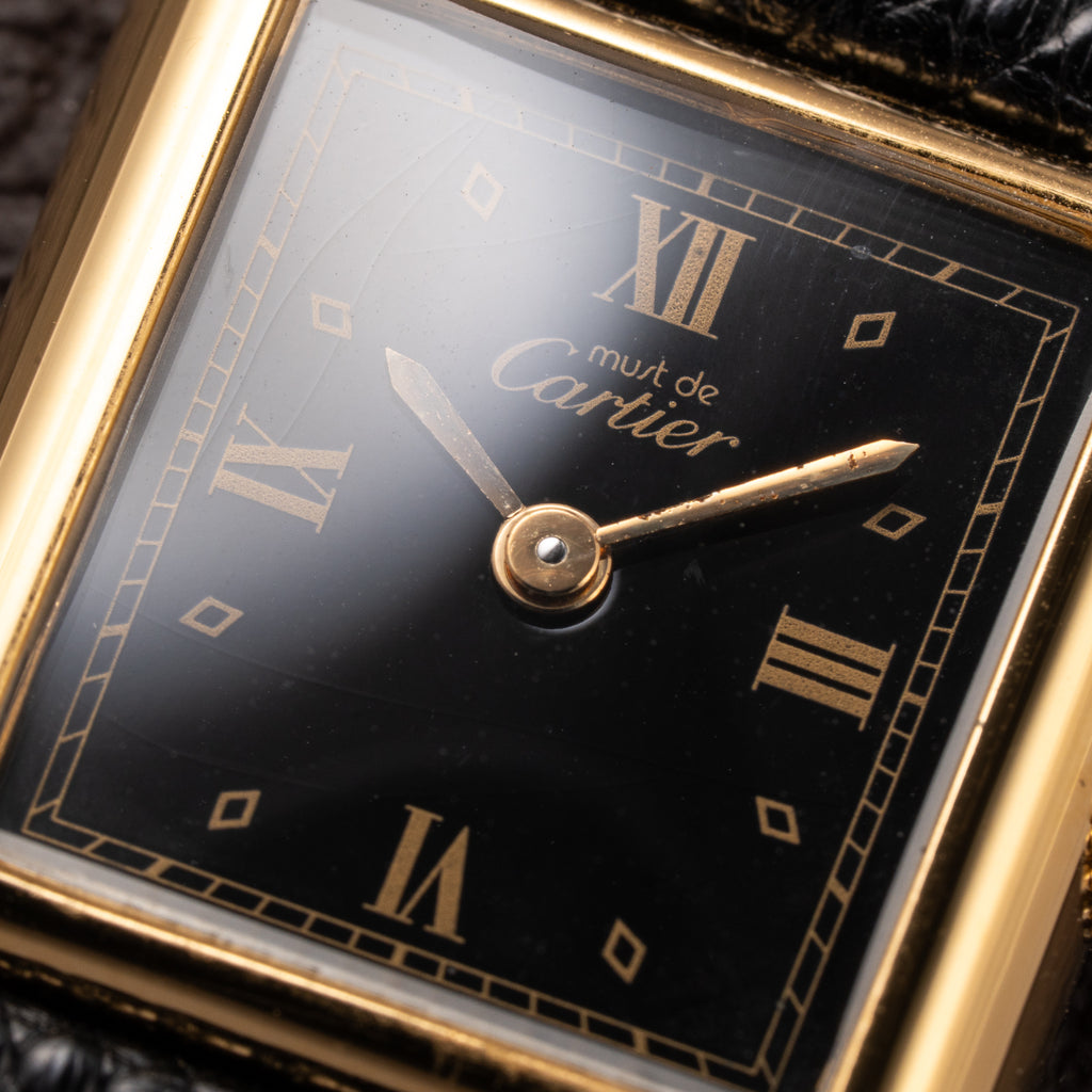 Cartier Tank Must de Art Deco Black Dial Vermeil Ref 5057001 from 1990s