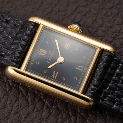 Cartier Tank Must de Art Deco Black Dial Vermeil Ref 5057001 from 1990s