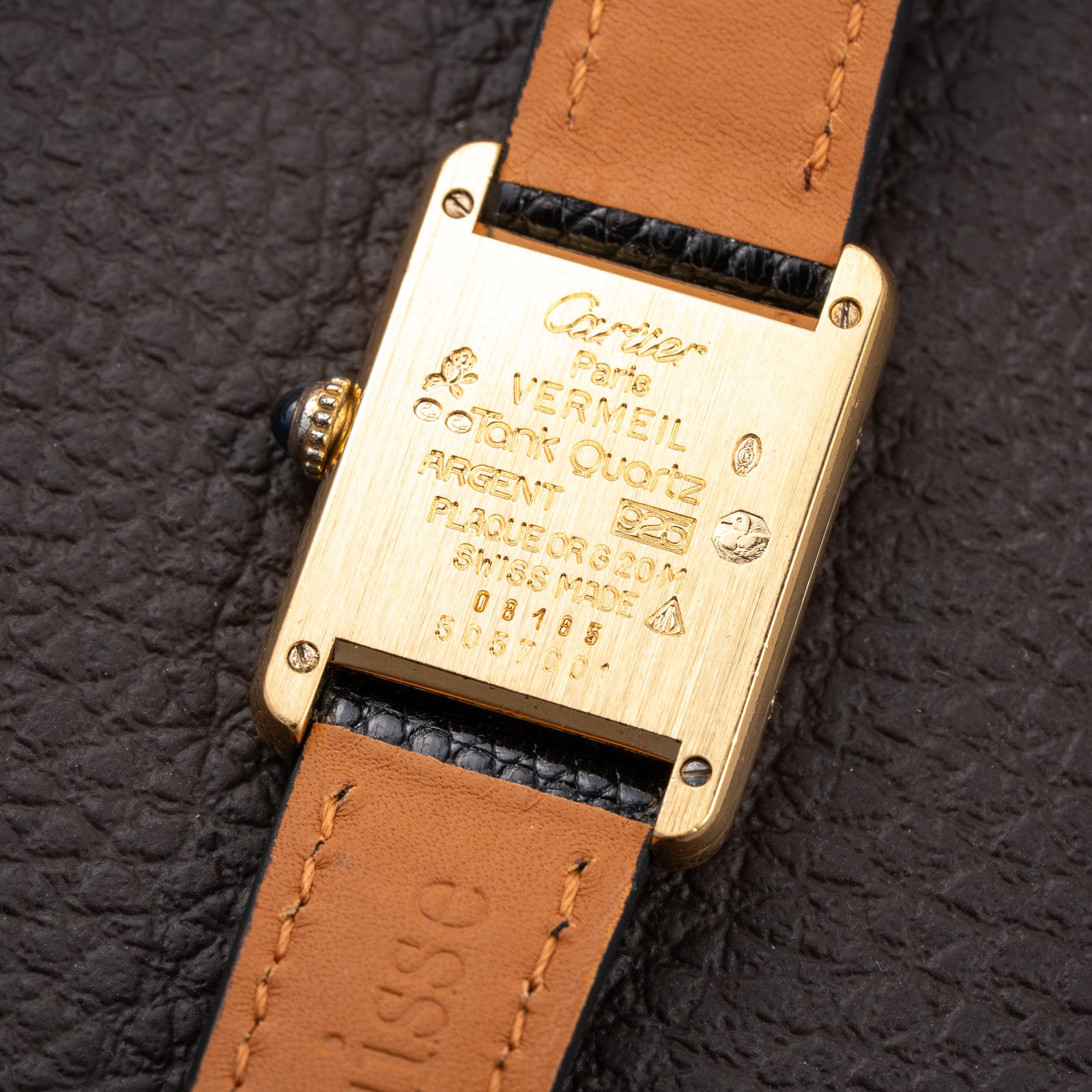 Cartier Tank Must de Art Deco Black Dial Vermeil Ref 5057001 from 1990s