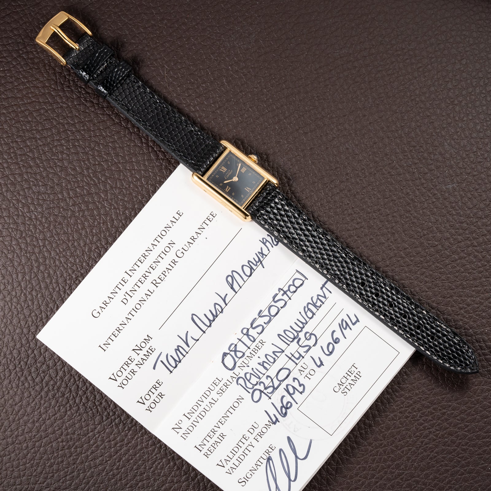 Cartier Tank Must de Art Deco Black Dial Vermeil Ref 5057001 from 1990s