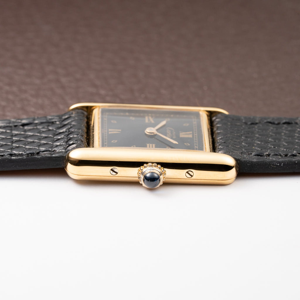Cartier Tank Must de Art Deco Black Dial Vermeil Ref 5057001 from 1990s