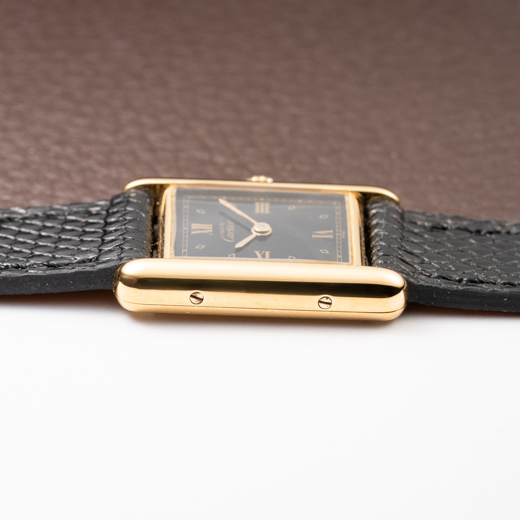 Cartier Tank Must de Art Deco Black Dial Vermeil Ref 5057001 from 1990s