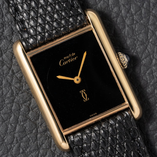 Cartier Tank Must de Vermeil Black Onyx Dial GM 1980s