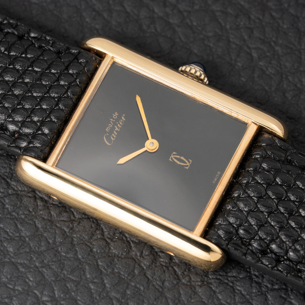 Cartier Tank Must de Vermeil Black Onyx Dial GM 1980s