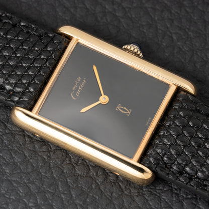 Cartier Tank Must de Vermeil Black Onyx Dial GM 1980s