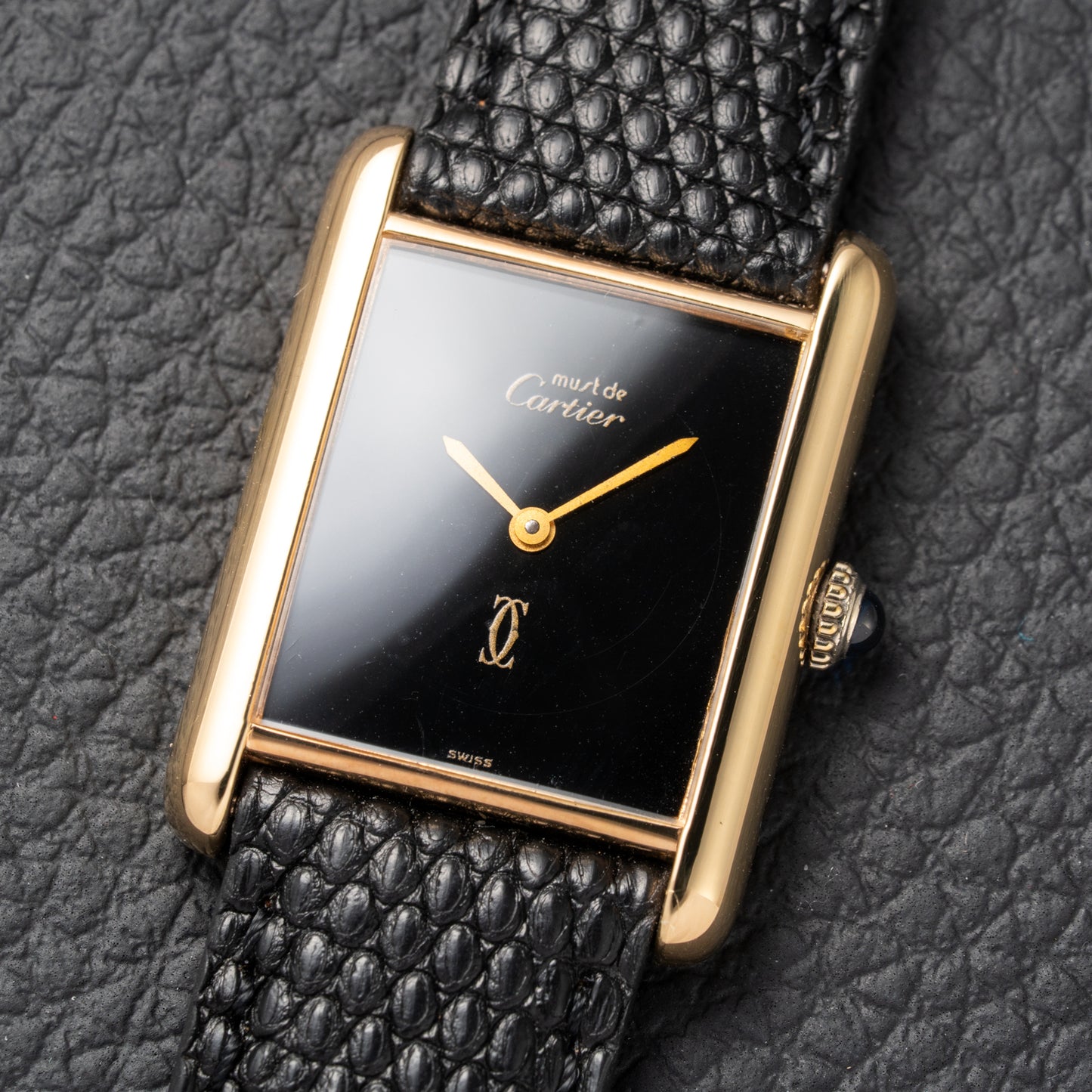 Cartier Tank Must de Vermeil Black Onyx Dial GM 1980s