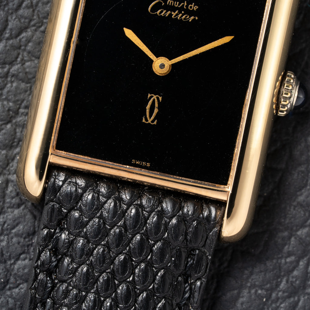 Cartier Tank Must de Vermeil Black Onyx Dial GM 1980s