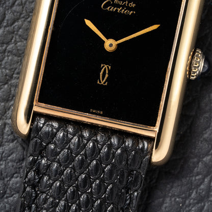 Cartier Tank Must de Vermeil Black Onyx Dial GM 1980s