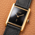 Cartier Tank Must de Black 'Onyx' Dial Vermeil GM from 1990s