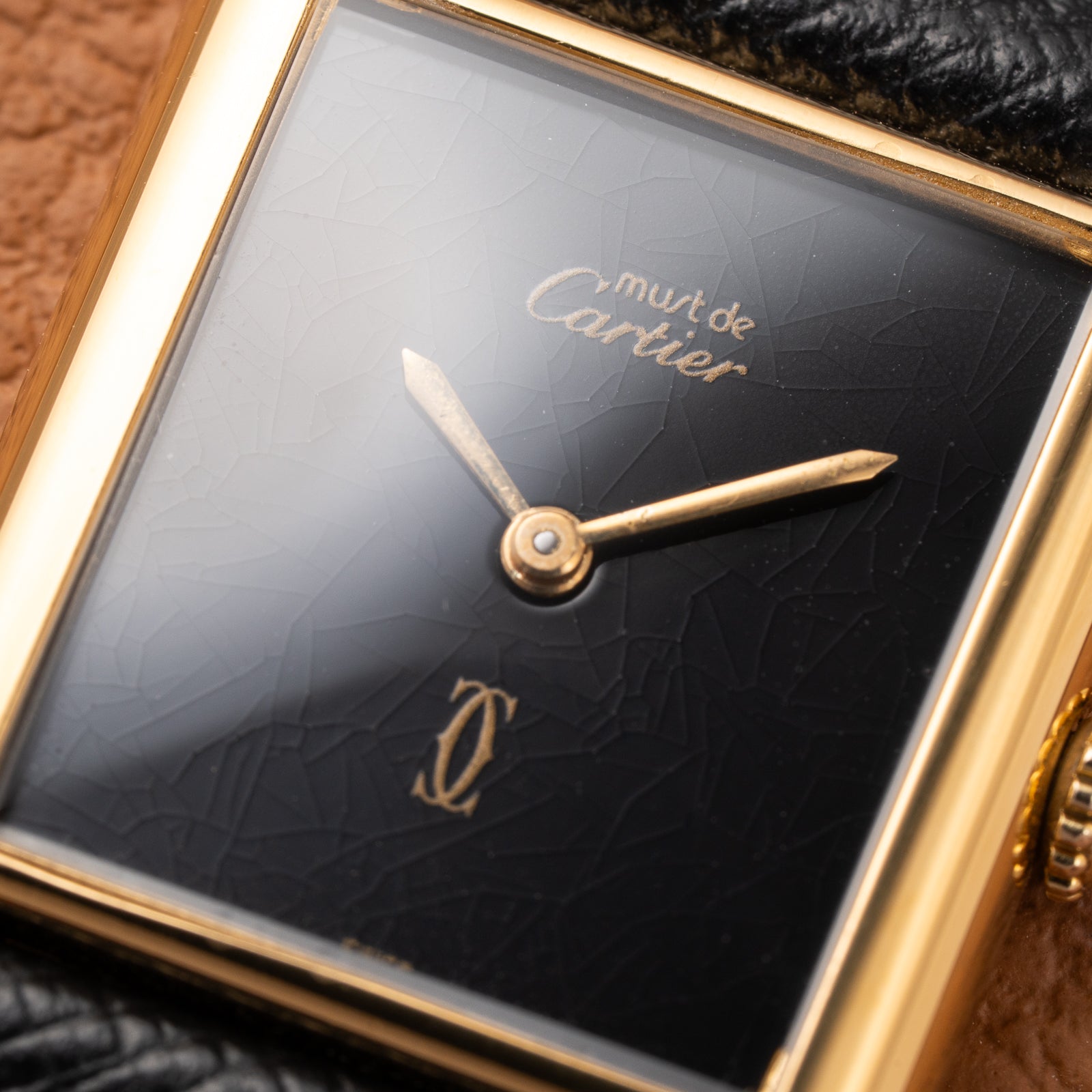 Cartier Tank Must de Black 'Onyx' Dial Vermeil GM from 1990s