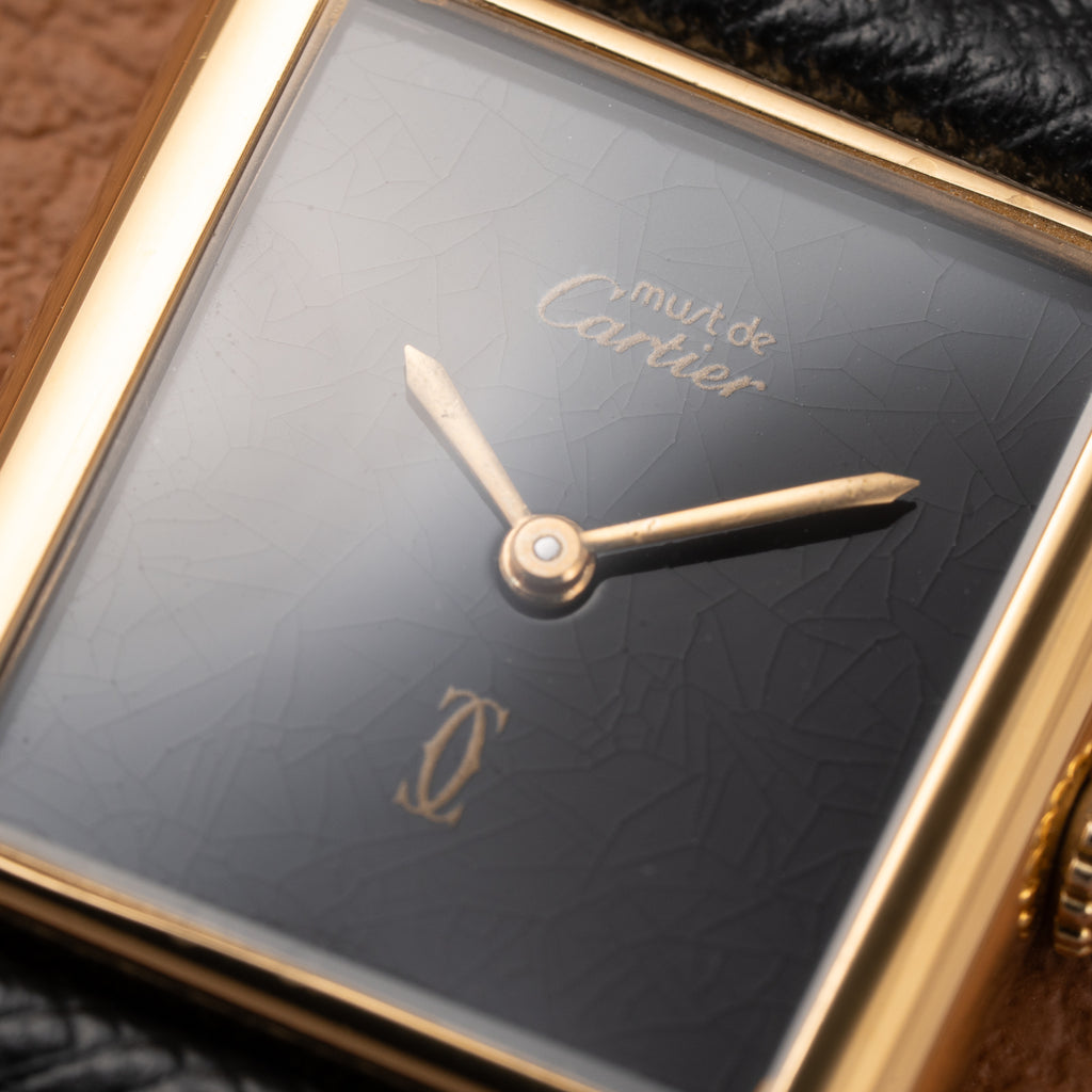 Cartier Tank Must de Black 'Onyx' Dial Vermeil GM from 1990s