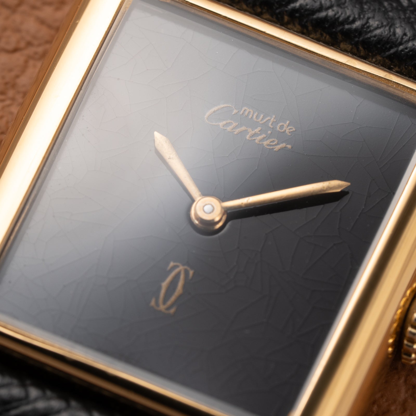 Cartier Tank Must de Black 'Onyx' Dial Vermeil GM from 1990s