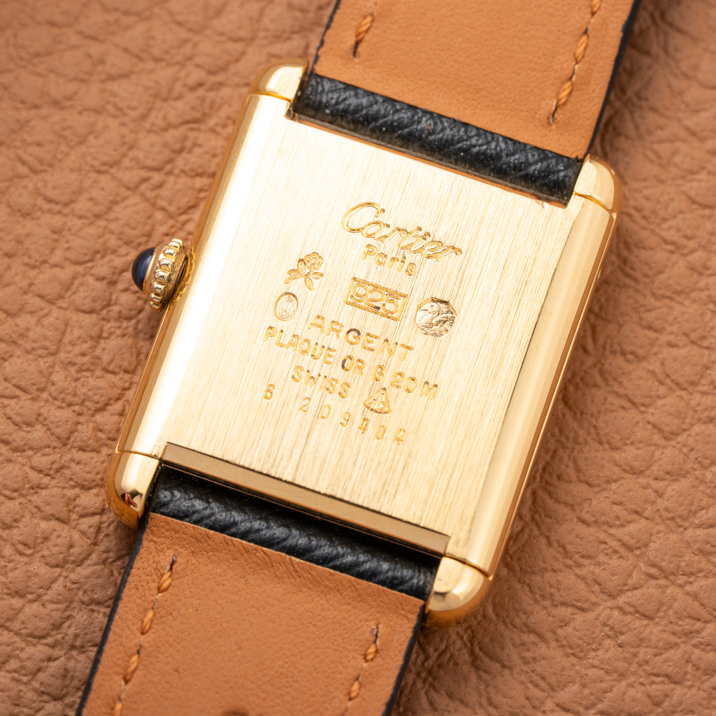 Cartier Tank Must de Black 'Onyx' Dial Vermeil GM from 1990s