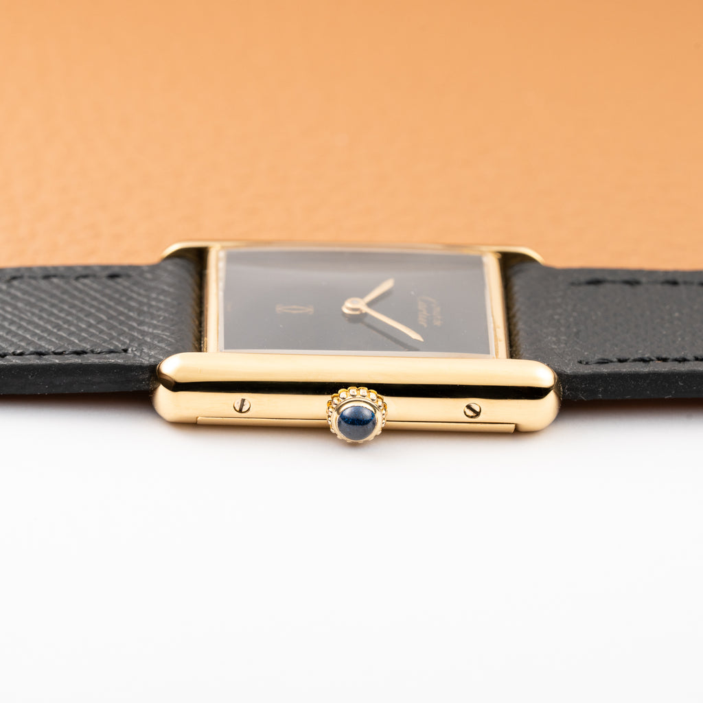 Cartier Tank Must de Black 'Onyx' Dial Vermeil GM from 1990s
