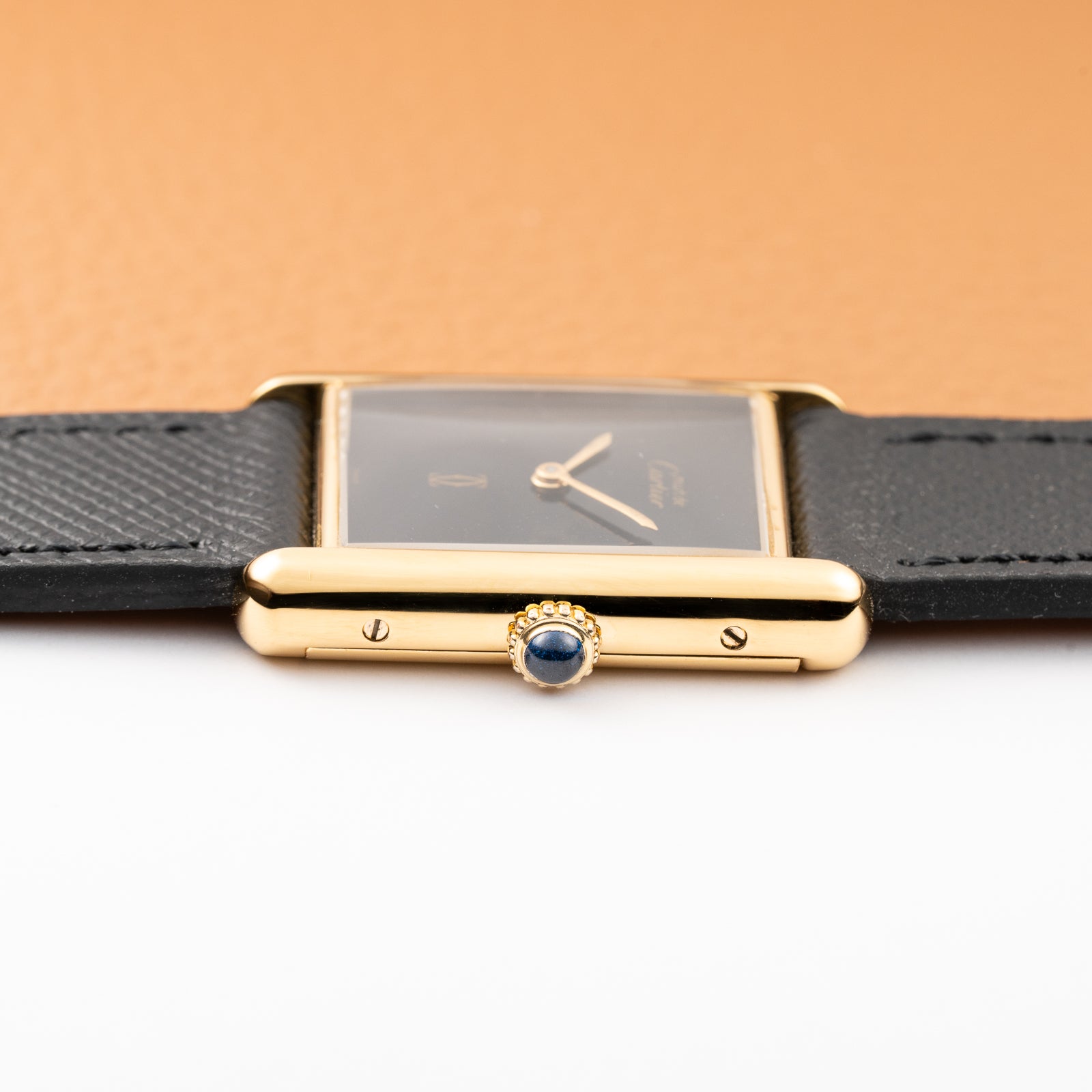 Cartier Tank Must de Black 'Onyx' Dial Vermeil GM from 1990s