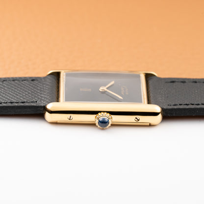Cartier Tank Must de Black 'Onyx' Dial Vermeil GM from 1990s