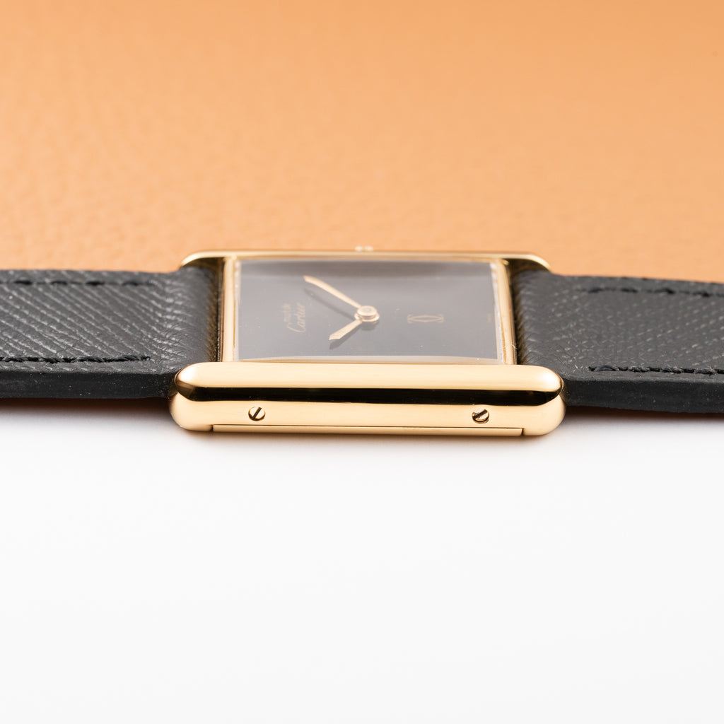 Cartier Tank Must de Black 'Onyx' Dial Vermeil GM from 1990s