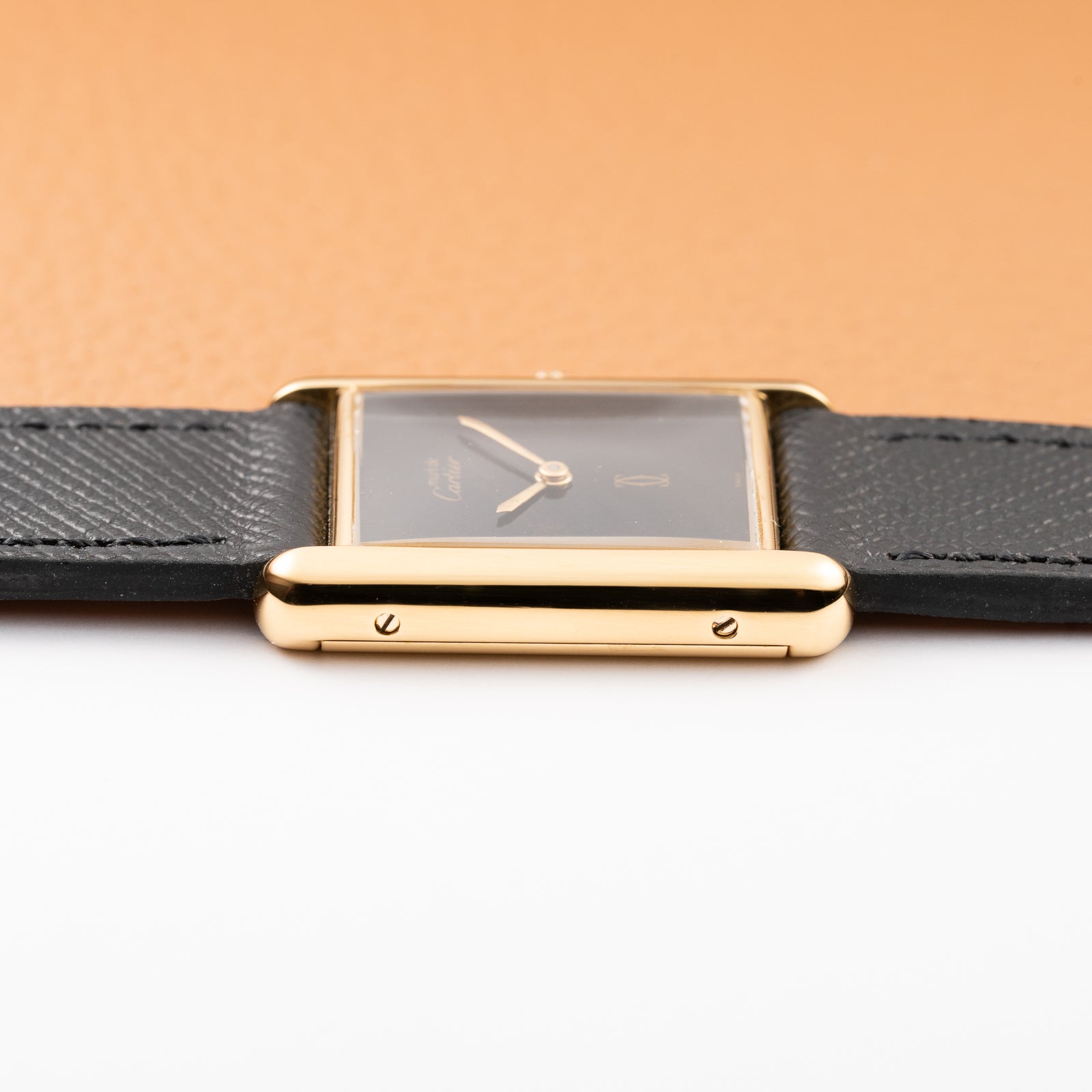 Cartier Tank Must de Black 'Onyx' Dial Vermeil GM from 1990s