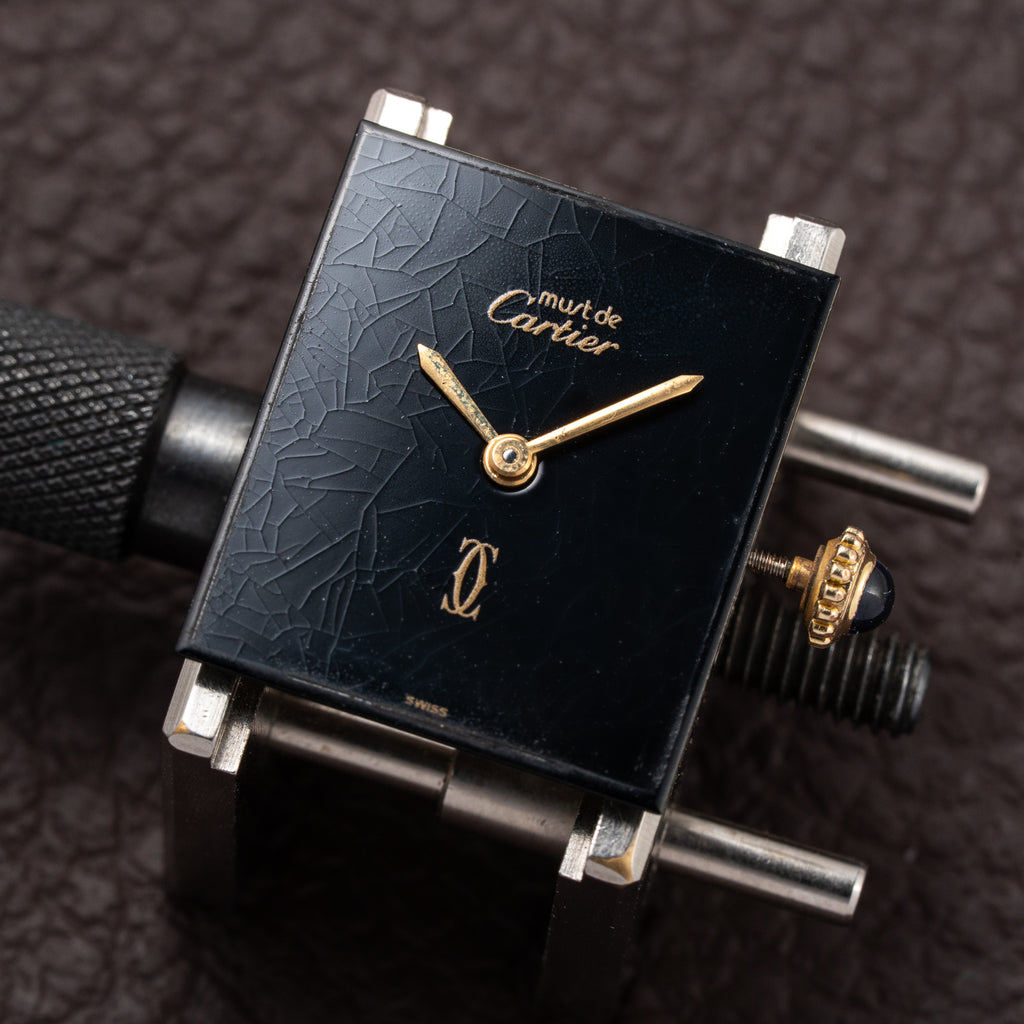 Cartier Tank Must de Black 'Onyx' Dial Vermeil GM from 1990s