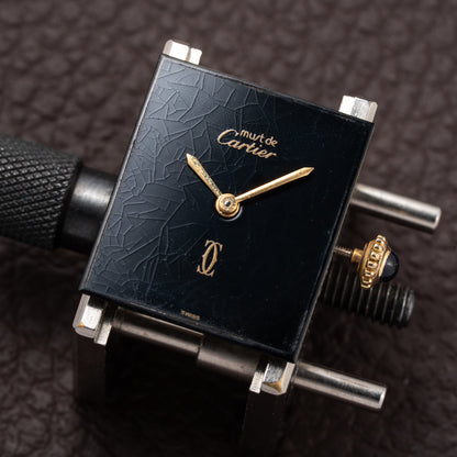 Cartier Tank Must de Black 'Onyx' Dial Vermeil GM from 1990s