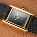 Cartier Tank Must de Black 'onyx' Dial Vermeil PM 1980s