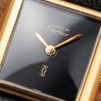 Cartier Tank Must de Black 'onyx' Dial Vermeil PM 1980s