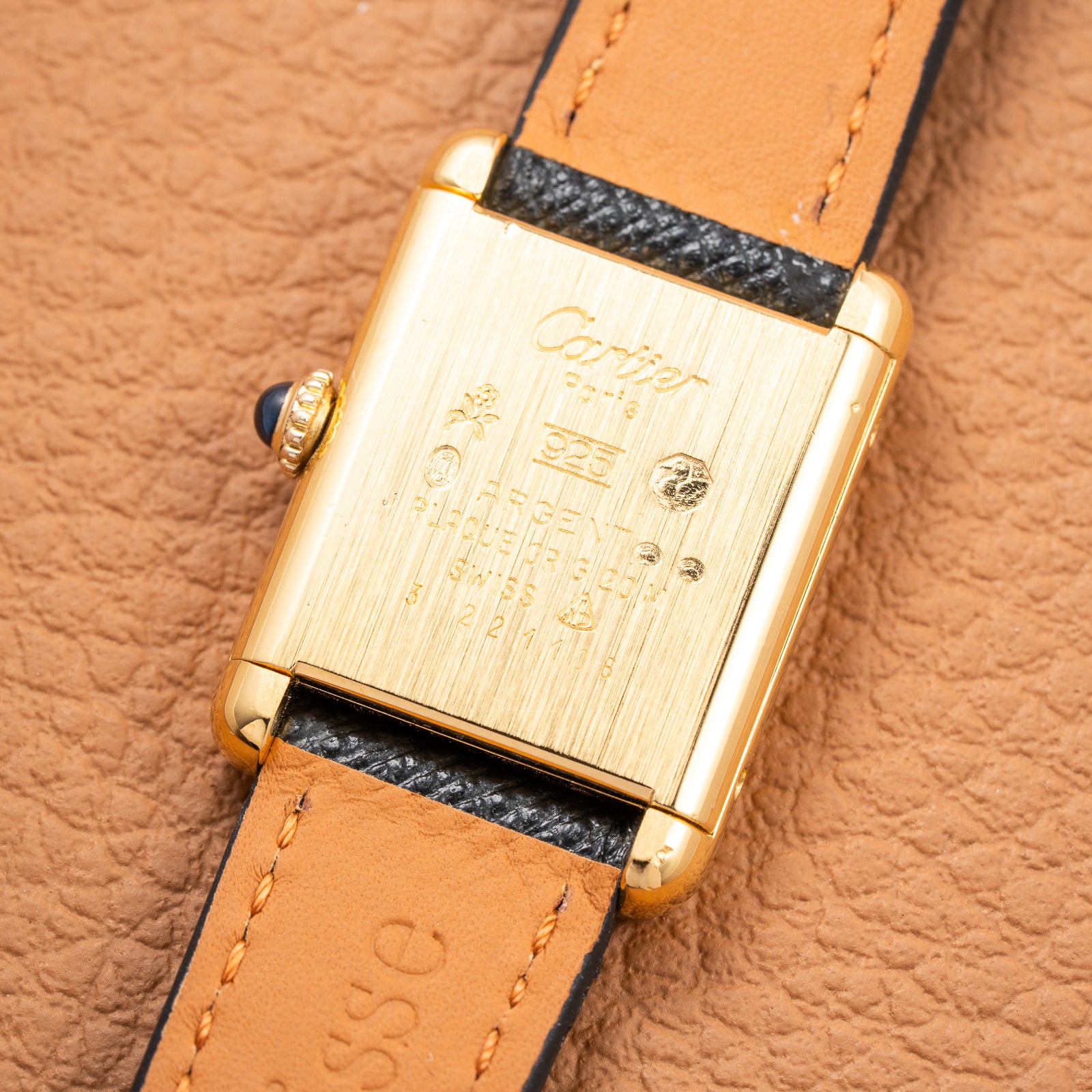Cartier Tank Must de Black 'onyx' Dial Vermeil PM 1980s