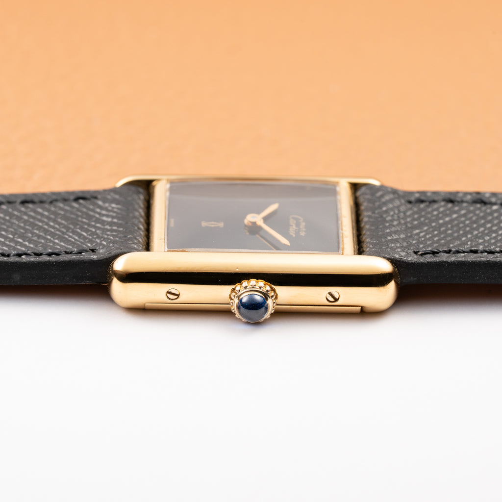 Cartier Tank Must de Black 'onyx' Dial Vermeil PM 1980s