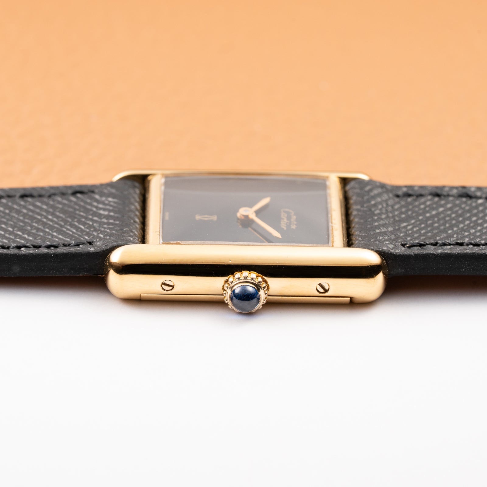 Cartier Tank Must de Black 'onyx' Dial Vermeil PM 1980s