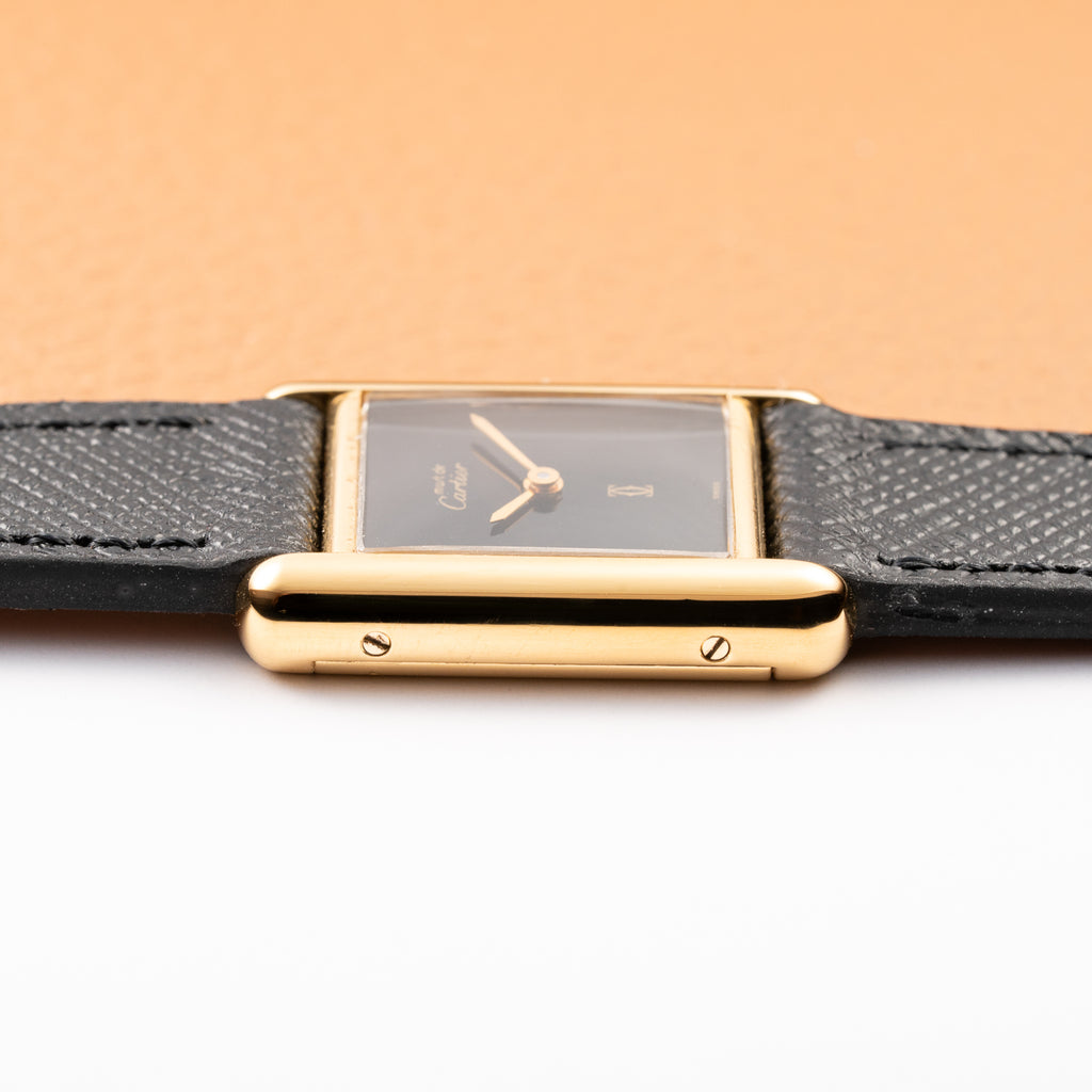 Cartier Tank Must de Black 'onyx' Dial Vermeil PM 1980s
