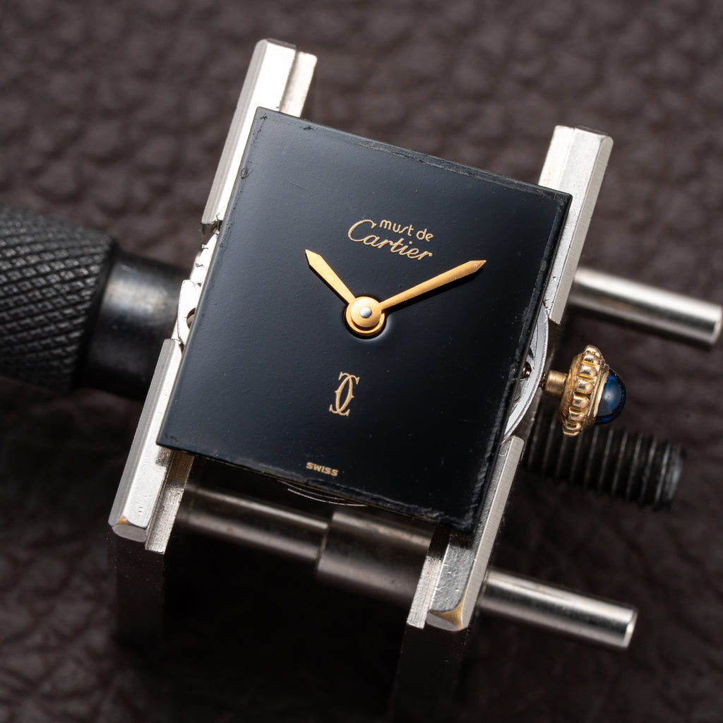 Cartier Tank Must de Black 'onyx' Dial Vermeil PM 1980s