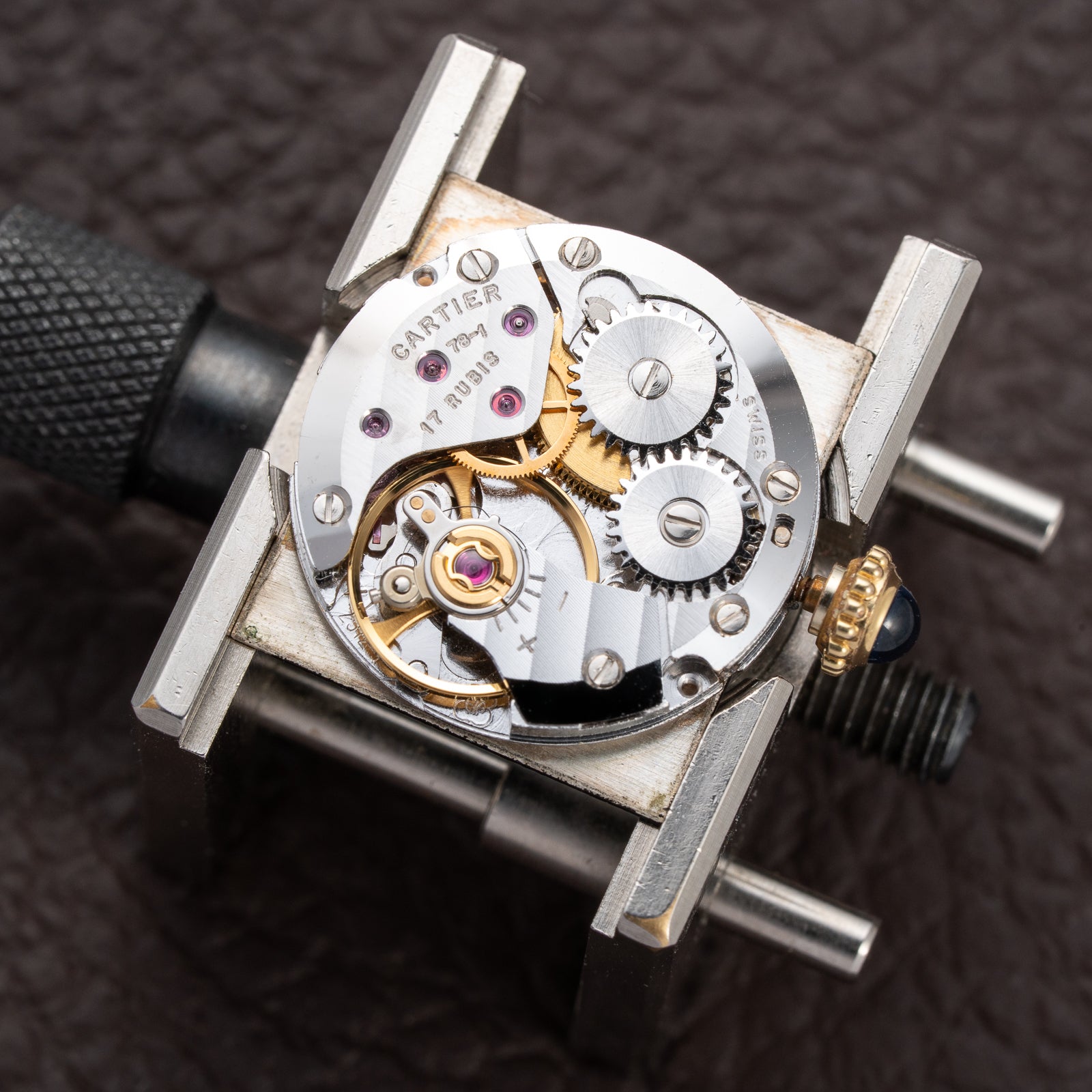 Cartier Tank Must de Black 'Onyx' Dial Vermeil PM Full Set from 1980