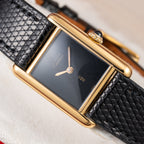 Cartier Tank Must de Black 'Onyx' Dial Vermeil PM Full Set from 1980