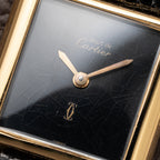 Cartier Tank Must de Black 'Onyx' Dial Vermeil PM Full Set from 1980
