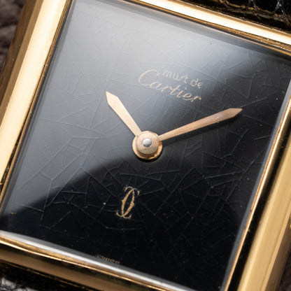 Cartier Tank Must de Black 'Onyx' Dial Vermeil PM Full Set from 1980