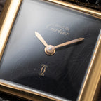 Cartier Tank Must de Black 'Onyx' Dial Vermeil PM Full Set from 1980