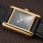Cartier Tank Must de Black 'Onyx' Dial Vermeil PM Full Set from 1980